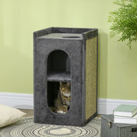 Produktbild von PawHut Kratztonne für Katzen in Grau mit Sisal und 2 Höhlen, 81 cm hoch