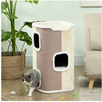 Produktbild von PawHut Kratztonne für Katzen mit 3 Ebenen aus Polyester und Spanplatte in Beige-Weiß 40 x 40 x 74 cm