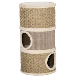 PawHut Kratztonne für Katzen mit 3 Ebenen aus Sisal und Plüsch, 70 cm hoch, Khaki-Braun – Bild 1 von 13