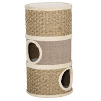 Produktbild von PawHut Kratztonne für Katzen mit 3 Ebenen aus Sisal und Plüsch, 70 cm hoch, Khaki-Braun