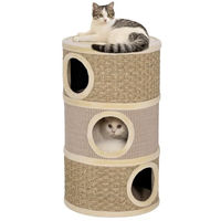 Produktbild von PawHut Kratztonne für Katzen mit 3 Etagen, Katzenhöhle aus Plüsch und Sisalseil, 79 cm hoch, Beige-Braun