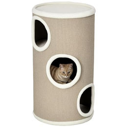 PawHut Kratztonne für Katzen und Kitten, 70 cm hoch, 3 Ebenen mit Katzenhöhle, Braun/Beige – Bild 1 von 9