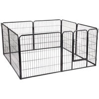 Produktbild von PawHut Laufstall aus Metall für Welpen in Schwarz oder Silber - 8 x 80 cm