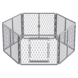Produktbild von PawHut Laufstall für Hunde in Grau mit 6 Platten