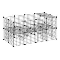 Produktbild von PawHut Laufstall für Welpen als DIY Freigehege aus Metall in Schwarz 73 x 73 x 146 cm
