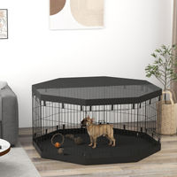 Produktbild von PawHut Laufstall für Welpen und kleine bis mittelgroße Hunde Schwarz wasserdicht aus Polyester