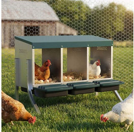 PawHut Legenest für Hühner mit 3 Fächern und Belüftungslöchern aus Metall Silber 84 x 55 x 61 cm – Bild 1 von 5