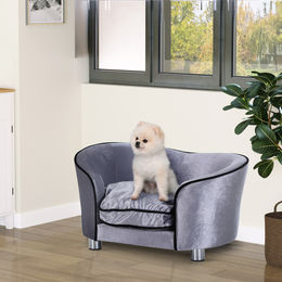 PawHut Luxus Hundebett aus Plüsch für kleine Rassen in Grau – Bild 1 von 8