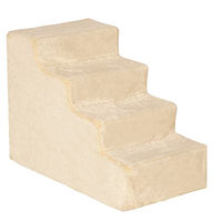 Produktbild von PawHut Mini Hundetreppe und Katzentreppe 4-stufig aus Plüsch für Hunde und Katzen bis 5 kg Beige