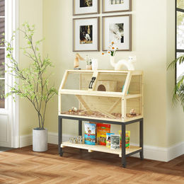 PawHut Nagerkäfig aus Holz für Zwerghamster Rennmäuse und Mäuse 87 x 43 x 101 cm – Bild 1 von 9