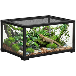 PawHut Reptilien Terrarium Schwarz 86 Liter mit Schiebetür für Eidechsen Spinnen Schlangen und Insekten 60 x 45 x 32 cm – Bild 1 von 13