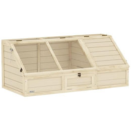 PawHut Schildkrötenhaus aus Holz mit zwei Haupthäusern für Schildkröten 120 x 55 x 50 cm Natur – Bild 1 von 7
