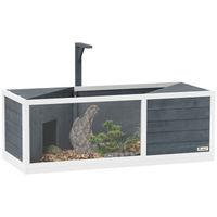 Produktbild von PawHut Schildkrötenhaus aus Holz mit zwei Haupthäusern für Schildkröten und Amphibien Grau 120 x 50 x 40 cm