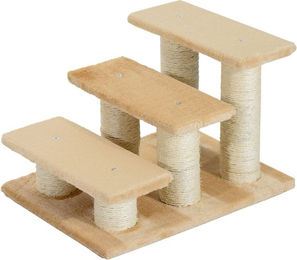 PawHut Tiertreppe für Katzen und Hunde mit 3 Stufen aus Plüsch Beige - 1 Stk. – Bild 1 von 9