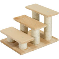 Produktbild von PawHut Tiertreppe für Katzen und Hunde mit 3 Stufen aus Plüsch Beige - 1 Stk.