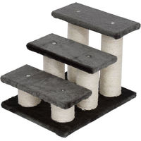 Produktbild von PawHut Tiertreppe mit 3 Stufen aus Plüsch für Hunde und Katzen Dunkelgrau 45 x 35 x 34 cm