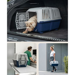 PawHut Transportbox aus Kunststoff für Hunde, Katzen und Kleintiere Blau Größe L – Bild 1 von 7