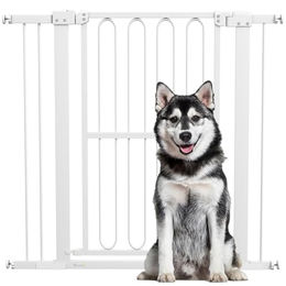 PawHut Treppenschutzgitter aus Stahl ohne Bohren für Hunde und Haustiere Weiß 76-104 cm – Bild 1 von 5