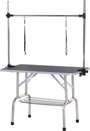 PawHut Trimmtisch für Hunde höhenverstellbar mit Unterkorb aus Metall in Schwarz/Weiß 170 x 107 x 107 cm – Bild 1 von 9