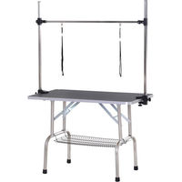 Produktbild von PawHut Trimmtisch für Hunde höhenverstellbar mit Unterkorb aus Metall in Schwarz/Weiß 170 x 107 x 107 cm