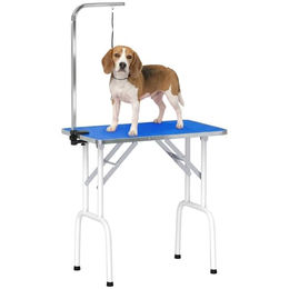 PawHut Trimmtisch für Hunde in Blau höhenverstellbar und klappbar mit Galgen Schlinge und rutschfester Gummiauflage 81 x 48,5 x 80 cm – Bild 1 von 3