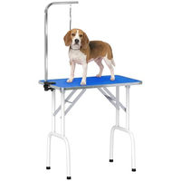 Produktbild von PawHut Trimmtisch für Hunde in Blau höhenverstellbar und klappbar mit Galgen Schlinge und rutschfester Gummiauflage 81 x 48,5 x 80 cm