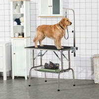 Produktbild von PawHut Trimmtisch für Hunde klappbar mit höhenverstellbarem Galgen und Netzkorb Schwarz