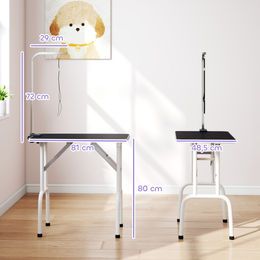PawHut Trimmtisch für Hunde mit Schlinge und klappbaren Stahlbeinen Schwarz 81 x 48,5 x 80 cm – Bild 1 von 6