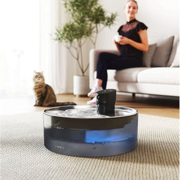 PawHut Trinkbrunnen aus Edelstahl für Katzen und Hunde mit leiser Pumpe und Wasserstandsfenster Schwarz 7 l – Bild 1 von 3