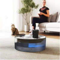 Produktbild von PawHut Trinkbrunnen aus Edelstahl für Katzen und Hunde mit leiser Pumpe und Wasserstandsfenster Schwarz 7 l