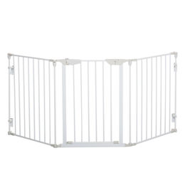 PawHut Türschutzgitter Absperrgitter für Hunde und kleine bis mittlere Haustiere aus Metall und Kunststoff Weiß 180 x 74,5 cm – Bild 1 von 2