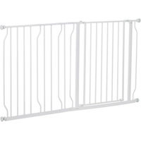 Produktbild von PawHut Türschutzgitter Treppenschutzgitter für Hunde Weiß 75-145 cm