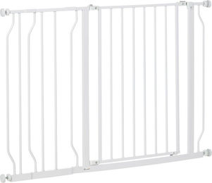 Produktbild von PawHut Türschutzgitter und Treppenschutzgitter für Hunde in Weiß 75-115 cm