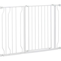 Produktbild von PawHut Türschutzgitter und Treppenschutzgitter für Hunde in Weiß 75-115 cm