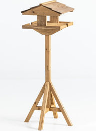 Produktbild von PawHut Vogelhaus aus Holz mit Ständer in Braun und Natur 38 x 48 x 114 cm