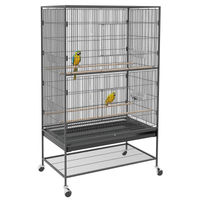 Produktbild von PawHut Vogelkäfig aus Metall mit Sitzstangen und Ablage in Schwarz