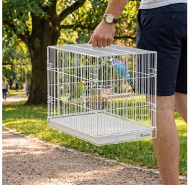 PawHut Vogelkäfig klappbar in Weiß mit Holzsitzstange für Wellensittiche und Nymphensittiche 49 x 31 x 40 cm – Bild 1 von 3