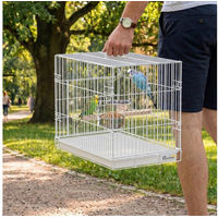 Produktbild von PawHut Vogelkäfig klappbar in Weiß mit Holzsitzstange für Wellensittiche und Nymphensittiche 49 x 31 x 40 cm