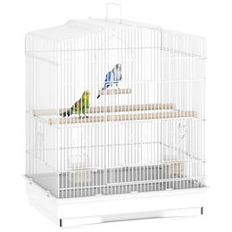 PawHut Vogelkäfig Vogelvoliere für Wellensittiche und Papageien mit ausnehmbarer Bodenschale Weiß 46,5 x 36 x 59 cm – Bild 1 von 5