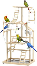 PawHut Vogelspielplatz für Papageien und Sittiche aus Naturholz mit Schaukel 48 x 38 x 95 cm – Bild 1 von 1