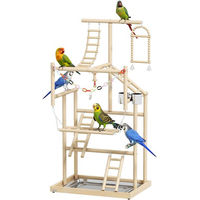 Produktbild von PawHut Vogelspielplatz für Papageien und Sittiche aus Naturholz mit Schaukel 48 x 38 x 95 cm