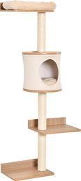 PawHut Wand-Kratzbaum für Katzen mit Holzplattformen, Höhlenbett und Sisal-Elementen in Beige und Eiche, 38 x 30 x 149 cm – Bild 1 von 2