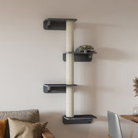 Produktbild von PawHut Wandkratzbaum aus Holz für Katzen in Grau und Beige 66 x 28 x 137 cm