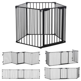 PawHut Welpenauslauf 5-teilig klappbar mit Tür für kleine und mittelgroße Hunde, Metall, Schwarz, 300 x 74,5 cm – Bild 1 von 13