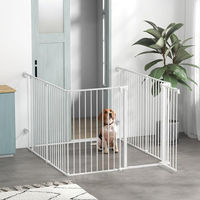 Produktbild von PawHut Welpenauslauf faltbar mit 6 Paneelen und abschließbarer Tür für mittelgroße Hunde Weiß 123 x 102 x 90 cm