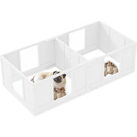 Produktbild von PawHut Welpenbox Laufstall für kleine Hunde aus Holz mit 2-Raum-Design und transparenten Elementen 164 x 80 x 48cm