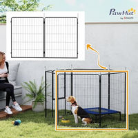 Produktbild von PawHut Welpenlaufstall 2-teilig aus Metall Grau für Hunde und Welpen