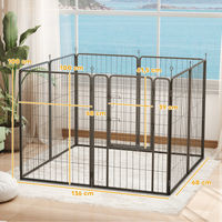 Produktbild von PawHut Welpenlaufstall 8-teilig aus Metall für Hunde und Kleintiere Schwarz 100 cm hoch