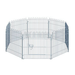 PawHut Welpenlaufstall aus Metall in Silber – Bild 1 von 4