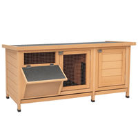 Produktbild von PawHut Winterfester Kaninchenstall und Meerschweinchenkäfig aus Holz mit Bitumendach 112x50x54 cm Natur Schwarz